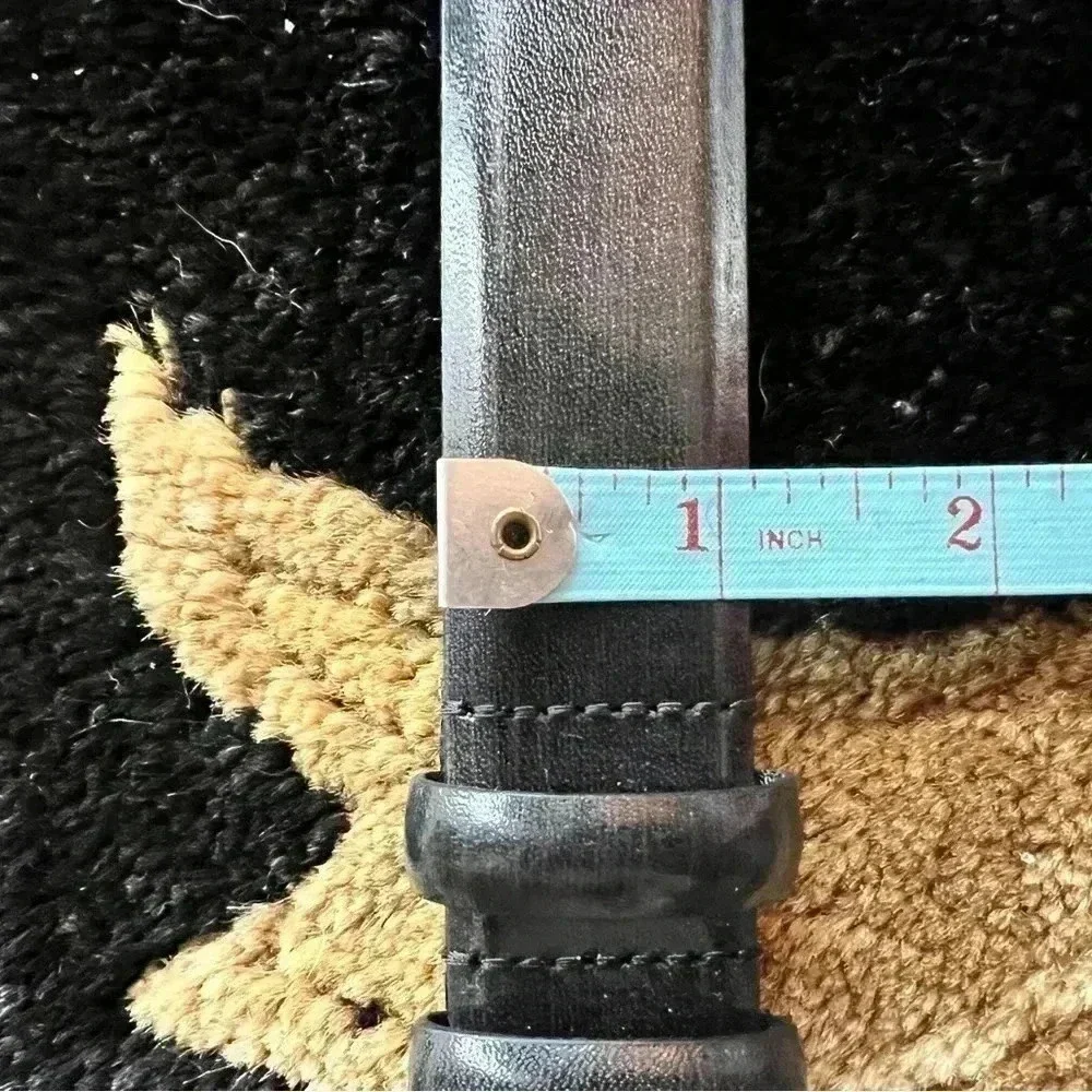 Men’s Genuine Black Leather Belt Silver Buckle Size: 40